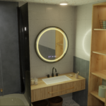 Oglinda LED Rotunda, 100cm, Celeste Majeste Noir MotionGlow Marcello, Sistem Dezaburire, Ceas & Termometru, Dimabila - imagine 5