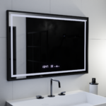 Oglinda LED Rectangulara, 120x80cm, Verite Majeste Noir Motion Glow Marcello, Sistem Dezaburire, Ceas & Termometru, Dimabila