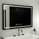 Oglinda LED Rectangulara, 120x80cm, Verite Majeste Noir Motion Glow Marcello, Sistem Dezaburire, Ceas & Termometru, Dimabila - imagine 3