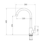 Baterie Bucatarie Fabiano, Monocomanda, Cartus Ceramic 35mm, Inox 304, Grafit - imagine 3