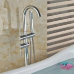 Baterie de Podea cu Cadru Rotund, Alama Sanitara, Crom, CF2032 - imagine 3