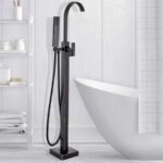 Baterie de Podea cu Cadru Patrat, Alama Sanitara, Negru, CF2036 - imagine 3