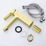 Baterie Lavoar Monocomanda Cartus Ceramic Alama Sanitara Auriu Satin Racorduri si Kit Fixare Incluse 9807D - imagine 5