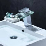 Baterie Lavoar, Aliaj si Sticla, Crom, Lumina RGB, Schimbare de culoare in functie de temperatura apei, OD3008 - imagine 3