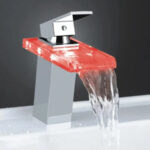 Baterie Lavoar, Aliaj si Sticla, Crom, Lumina RGB, Schimbare de culoare in functie de temperatura apei, OD3008 - imagine 4