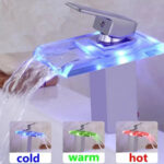 Baterie Lavoar, Aliaj si Sticla, Crom, Lumina RGB, Schimbare de culoare in functie de temperatura apei, OD3008 - imagine 5