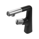 Baterie Lavoar cu Dus Extractibil, Alama Sanitara, Crom si Negru, MP016H/C - imagine 3