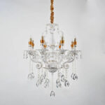 Candelabru Cristal Bruhier 8x E14, Diametru 65cm, Alb cu Auriu, Inaltime Reglabila - imagine 3