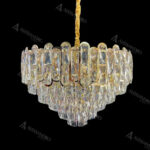 Candelabru Cristal Bamsi 10x E27 Diametru 60cm Auriu - imagine 3