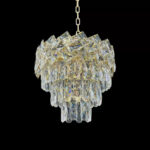 Candelabru Cristal WINDSOR Petito 3xE27, Diametru 30cm, Auriu Lucios, Inaltime Reglabila - imagine 4