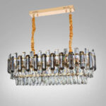 Candelabru Emir 8*E27, Metal si Cristal, Auriu - imagine 3