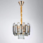 Candelabru Eran 4*E27, Metal si Cristal, Auriu - imagine 3