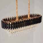 Candelabru Cristal VERSAILLES Regalis 10x E14, Diametru 80cm, Auriu Lucios si Negru, Inaltime Reglabila - imagine 5