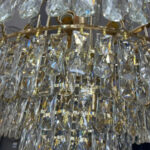 Candelabru Junnut 21*E27, Cristal si Metal, Auriu - imagine 3