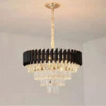 Candelabru Rubert, 9*E14, Auriu, Metal si Cristal