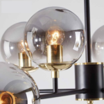 Lustra Jermija cu Abajur, 8x E27, Auriu Negru - imagine 3