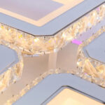 Lustra LED cu telecomanda si cristal LEILA 237W, 8 Patrate, lumina Rece/Calda/Neutra, Dimabila, Alb Crom Lucios - imagine 3