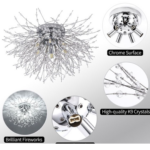 Candelabru Cristal RONDO Vivace, 5x G9, Diametru 40cm, Argintiu Lucios - imagine 4