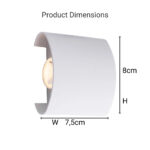Fantas Aplica LED de Exterior si Interior, 2 Surse x 1W, IP65, Metalic, Alb, 3000K - imagine 4