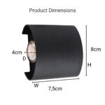 Fantas Aplica LED de Exterior si Interior, 2 Surse x 1W, IP65, Metalic, Negru, 3000K - imagine 4