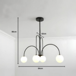 Lustra cu Abajur, Torino, 4xE14, Negru, Metal - imagine 3