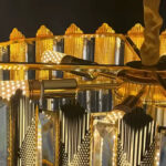 Candelabru Cristal BUCKINGHAM Eleganza 7x E14, Diametru 49cm, Auriu Lucios, Inaltime Reglabila - imagine 3