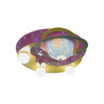 Lustra Beti, 3*E27, Roz cu Galben, Metal si Lemn - imagine 3