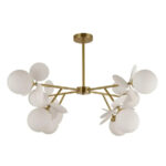 Lustra cu bec moderna SVEN, 8x G9, Alb Auriu, Metal