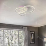 Lustra LED cu telecomanda si cristal LEOCADIA RGB 134W, 3 Cercuri, lumina Rece/Calda/Neutra, Dimabila, Alb