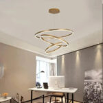 Lustra LED suspendata cu telecomanda AZARIAH 130W, 3 Cercuri, lumina Rece/Calda/Neutra, Dimabila, Auriu Lucios, Inaltime Reglabila - imagine 5