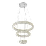 Lustra LED suspendata cu telecomanda si cristal CANAAN 120W, 3 Cercuri, lumina Rece/Calda/Neutra, Dimabila, Crom Lucios, Inaltime Reglabila - imagine 3