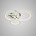 Lustra LED cu telecomanda si cristal NOVA ROTONDA RGB 103W, 3 Cercuri, lumina Rece/Calda/Neutra, Dimabila, Crom Lucios