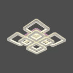 Lustra LED cu telecomanda si cristal BLAKELY RGB 163W, 8 Patrate, lumina Rece/Calda/Neutra, Dimabila, Alb