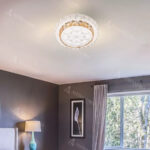 Lustra LED cu telecomanda si cristal ABATIA 24W, Rotunda, lumina Rece/Calda/Neutra, Dimabila, Argintiu