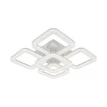 Lustra LED cu telecomanda si cristal ATLANTA, 80W, 5 Patrate, lumina Rece/Calda/Neutra, Dimabila, Alb