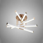 Lustra LED cu telecomanda CORA 120W, 5 Elemente, Liniara, lumina Rece/Calda/Neutra, Dimabila, Auriu Lucios