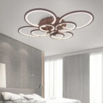 Lustra LED cu telecomanda ALANI 200W, 8 Cercuri, lumina Rece/Calda/Neutra, Dimabila, Maro