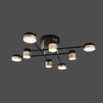 Lustra LED cu telecomanda JAYSON 57W, 8 Elemente, lumina Rece/Calda/Neutra, Dimabila, Negru Auriu Lucios - imagine 3