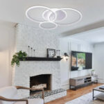 Lustra LED cu telecomanda LUCY 70W, 4 Cercuri, lumina Rece/Calda/Neutra, Dimabila, Alb
