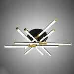 Lustra LED cu telecomanda SANTINO 72W, 6 Elemente, Liniara, lumina Rece/Calda/Neutra, Dimabila, Auriu