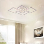 Lustra LED cu telecomanda si cristal QUADRIS RGB 175W, 6 Patrate, Lumina Rece/Calda/Neutra, Dimabila, Alb - imagine 3