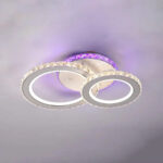 Lustra LED cu telecomanda si cristal NOVA ROTONDA RGB 43W, 2 Cercuri, lumina Rece/Calda/Neutra, Dimabila, Alb