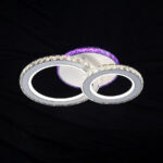 Lustra LED cu telecomanda si cristal NOVA ROTONDA RGB 43W, 2 Cercuri, lumina Rece/Calda/Neutra, Dimabila, Alb - imagine 3