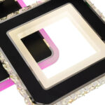 Lustra LED cu telecomanda si cristal LEILA RGB 79W, 4 Patrate, lumina Rece/Calda/Neutra, Dimabila, Negru Crom Lucios - imagine 4