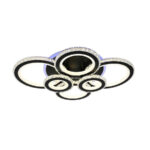 Lustra LED cu telecomanda si cristal NOVA ROTONDA RGB 154W, 6 Cercuri, lumina Rece/Calda/Neutra, Dimabila, Negru - imagine 4