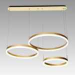 Lustra LED suspendata cu telecomanda PERU 150W, 3 Cercuri, lumina Rece/Calda/Neutra, Dimabila, Auriu Lucios, Inaltime Reglabila - imagine 4