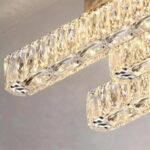 Lustra LED cu telecomanda si cristal PRISCILA 216W, 6 Elemente, Liniara, lumina Rece/Calda/Neutra, Dimabila, Crom Lucios - imagine 3
