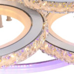 Lustra LED cu telecomanda si cristal NOVA ROTONDA RGB 154W, 6 Cercuri, lumina Rece/Calda/Neutra, Dimabila, Alb - imagine 3