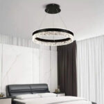 Lustra LED suspendata cu telecomanda BRINDA 124W, lumina Rece/Calda/Neutra, Dimabila, Negru, Inaltime Reglabila