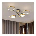 Lustra LED cu telecomanda GRUPCES 80W, 4 Elemente, lumina Rece/Calda/Neutra, Dimabila, Auriu Negru